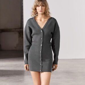 Zara Charcoal Rouched Knit Dress